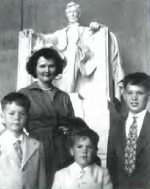 The Matthews Family at the Lincoln Memorial, 1954: Mary Matthews with sons (left to right) Chris, 8, Jim, 5, and Herb, 10.