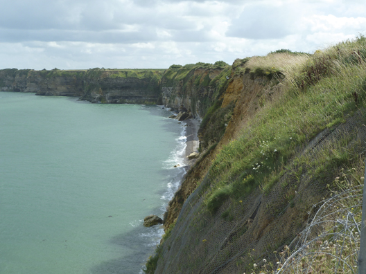 The cliffs as viewed from Pointe du Hoc provide some perspective on the task that the Rangers faced on June 6, 1944.