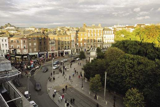View from Fitzwilliam Hotel to Grafton Street and St. Stephen's Green, Dublin, Ireland
