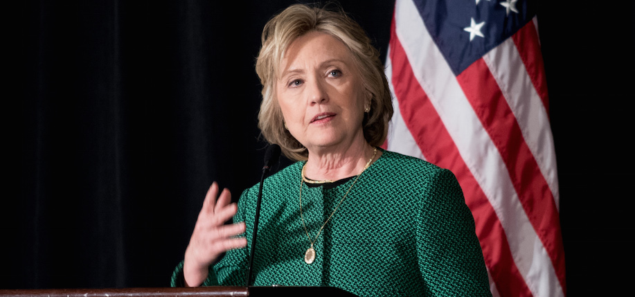 Hillary Rodham Clinton speaking at the Irish America Hall of Fame Awards Luncheon at the Essex House in New York, March 16, 2015. (Photo: Ben Asen / Irish America)