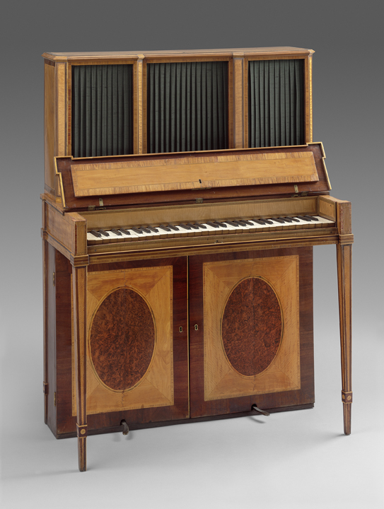Robert Woffington First Upright Piano, 1790. Created in Dublin’s Grafton Street noted instrument workshop. On loan from the Museum of Fine Arts, Boston.