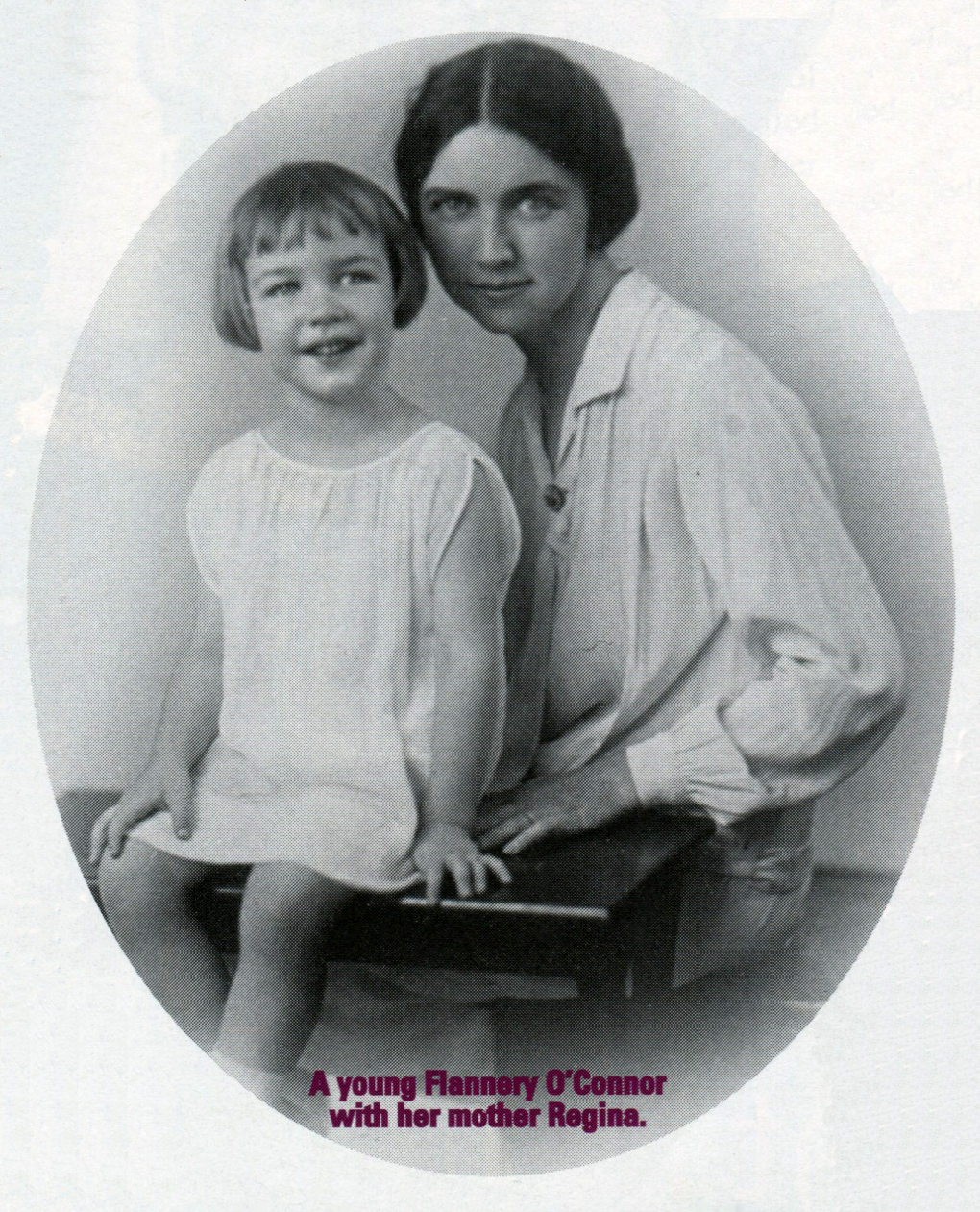 A young Flannery O'Connor with her mother Regina.  Photo courtesy Flannery O'Connor, Ina Dillard Russell Library, Georgia College and State University, Milledgevillage, Georgia. Originally printed in Irish America (March / April 1998).