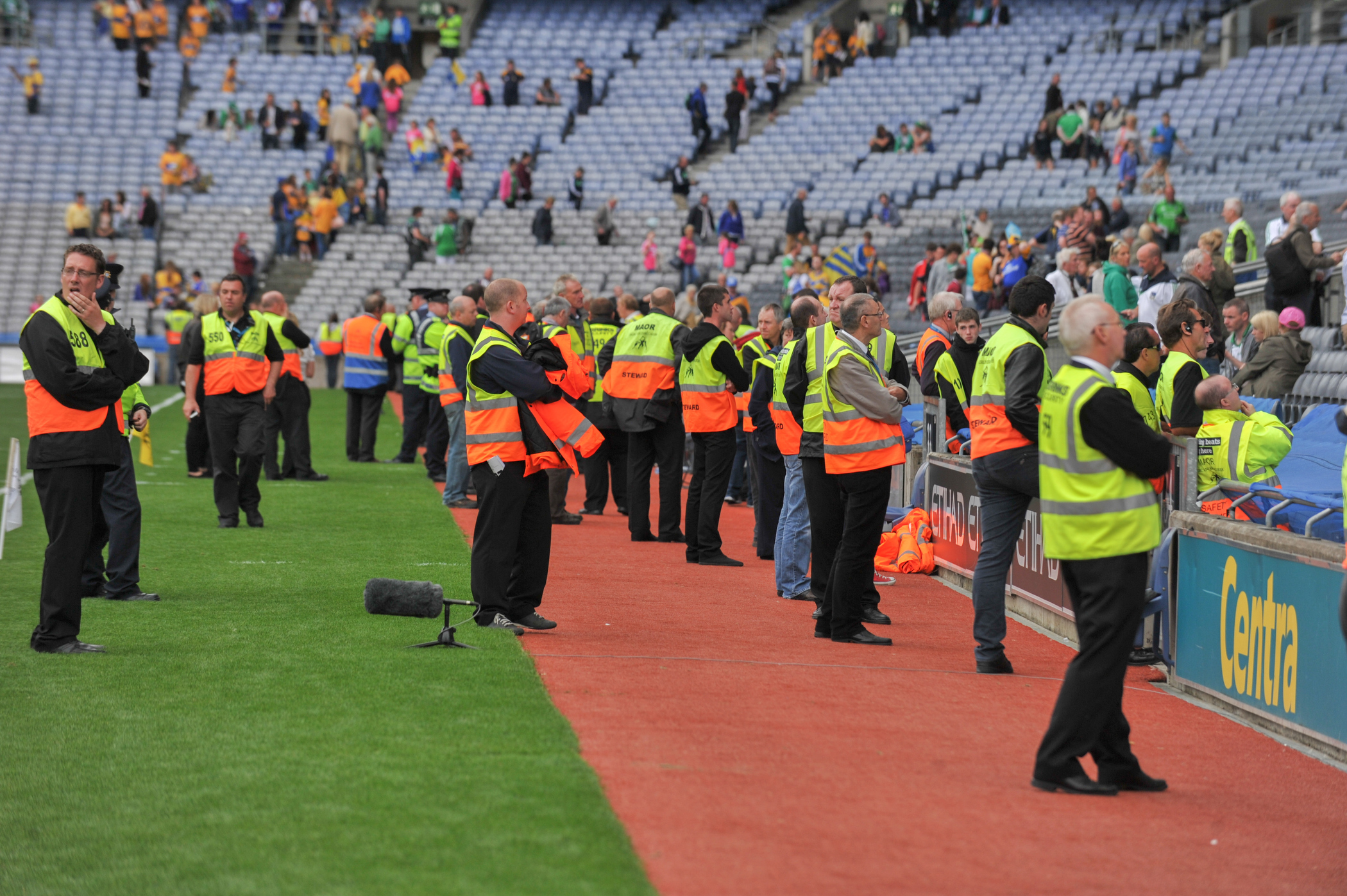 18th August, 2013, Croke Park Dublin. The 2013 All-Ireland Senior Hurling Semi-final between Limerick and Clare. Pictured are stewards in the stadium. (Photo: Barry Cronin)
