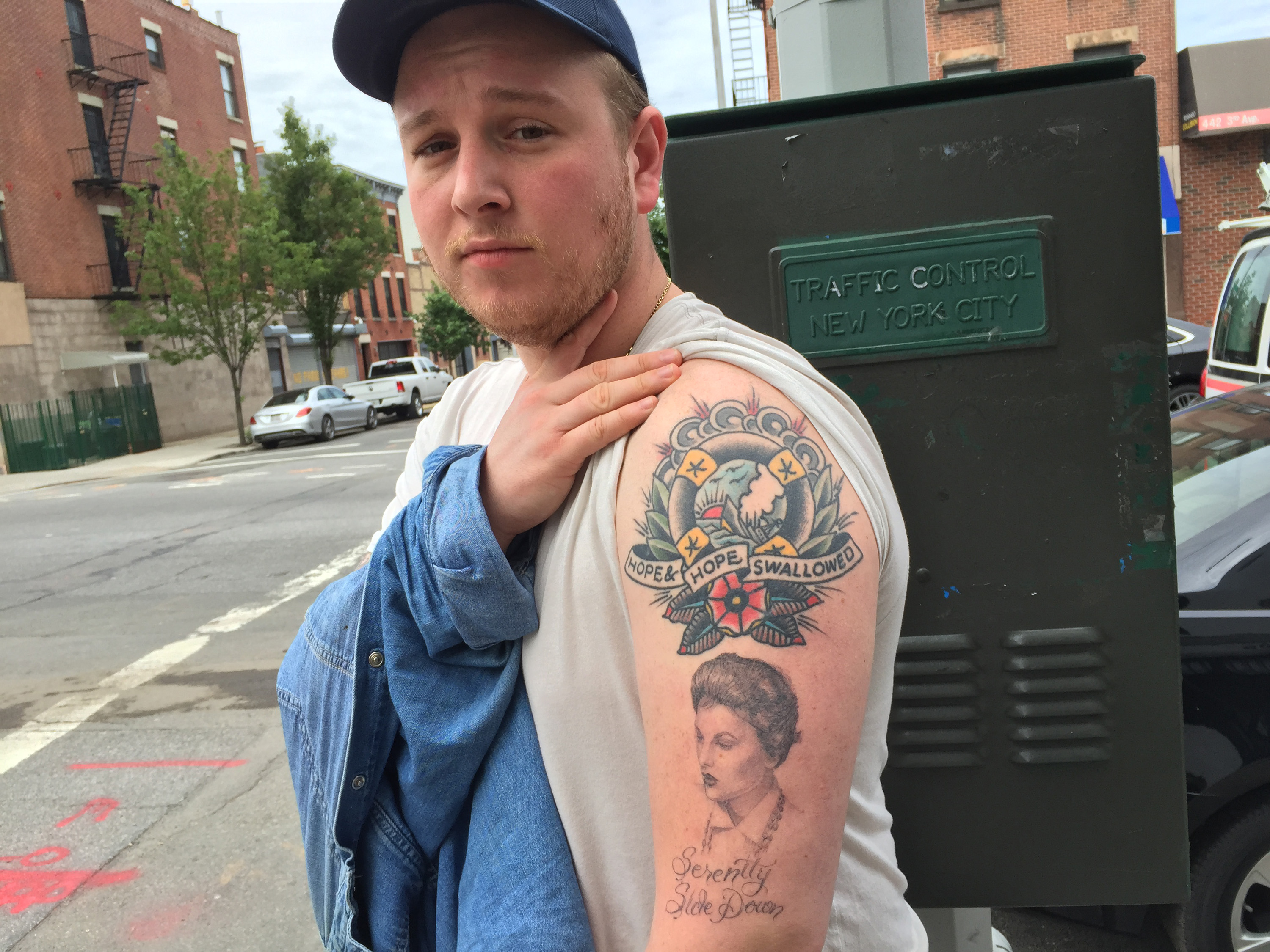 McEnroe with his tattoo of his grandmother, Joanna Moore.