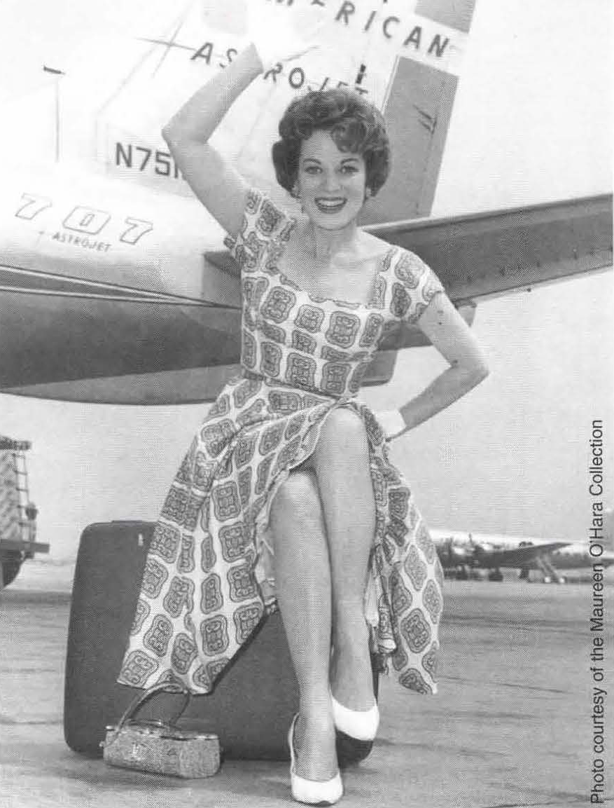 O'Hara before a flight. She would later become the first female president of a scheduled airline. (Courtesy Maureen O’Hara Collection)