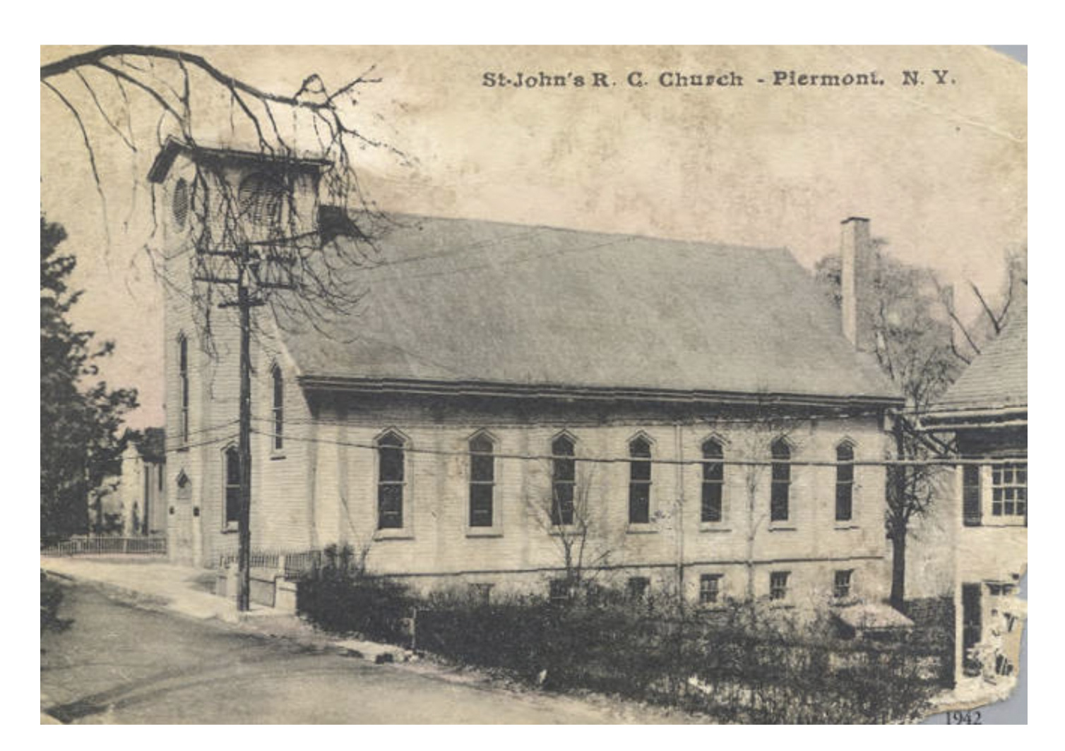 A historic photo of St. John’s R.C. Church, Piermont, New York, which featured large in the Nelligan family story.