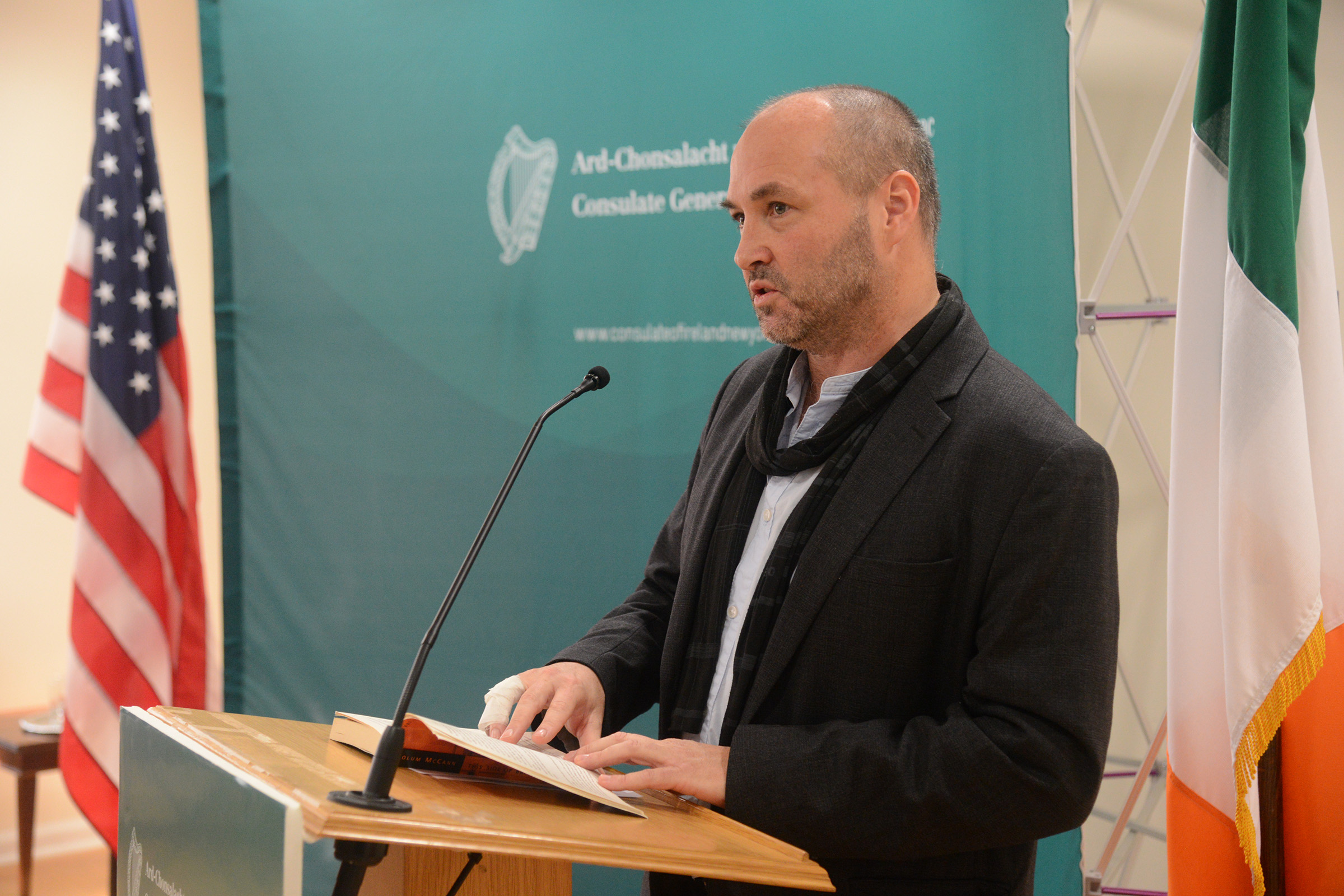 Author Colum McCann reads from one of his novels at the launch. (Photo: James Higgins)