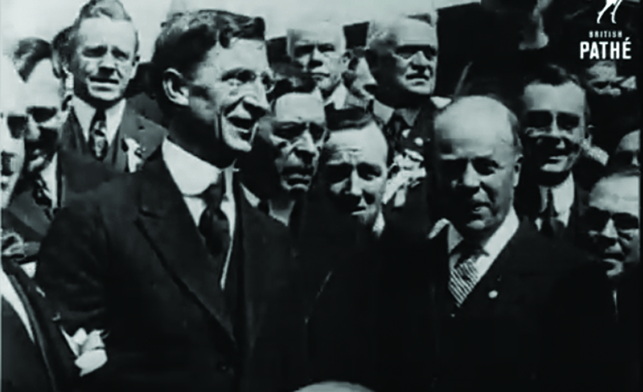 Eamon de Valera speaks at a packed Fenway Park in Boston in 1919.