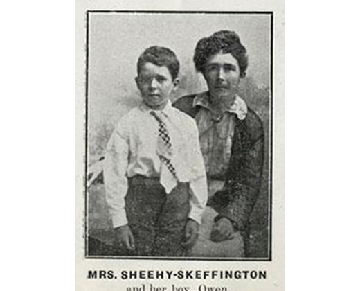 Hanna Sheehy-Skeffington (widow of Francis Skeffington, a pacifist who was executed by the British Army during the Rising) arrived in Boston with her son Owen several months after the Rising. She spoke at Faneuil Hall before an overflowing crowd.