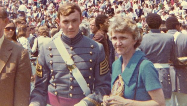 Dempsey with his mother, Sarah, at his West Point graduation, 1974.