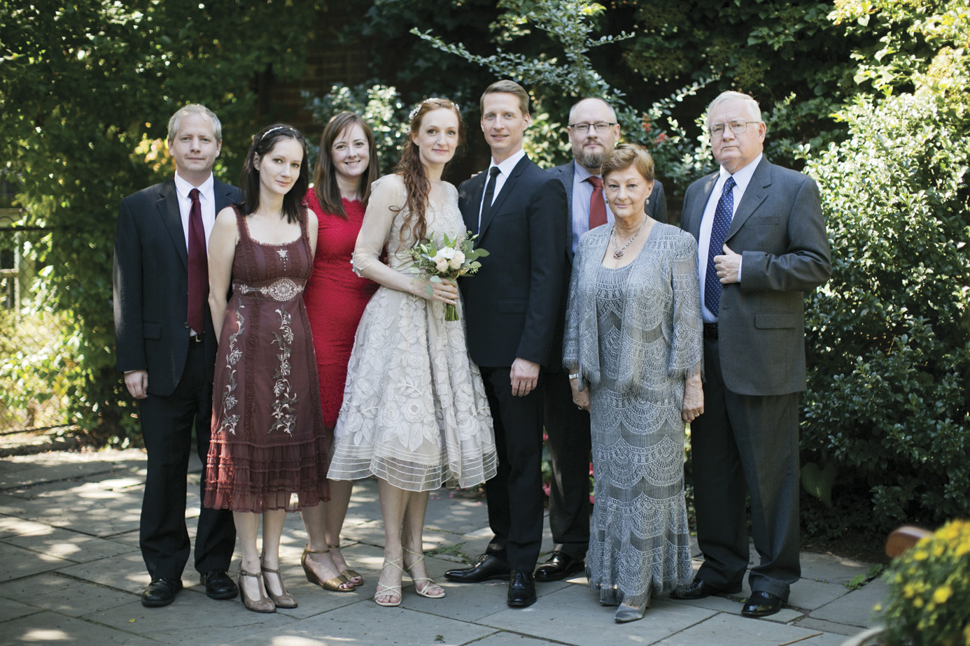 Wedding day, September 19, 2015. Pictured with the Murphy side of the family  (from left to right: Kevin, Tessa, Amy (Kevin’s fiance), Gillian, Ethan, Thad, Carol (mom), Paul (dad) Murphy. (Photo: Mel Barlow)