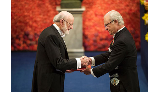 William C. Campbell receiving his Nobel Prize from H.M. King Carl XVI Gustaf of Sweden at the Stockholm Concert Hall, December 10, 2015.