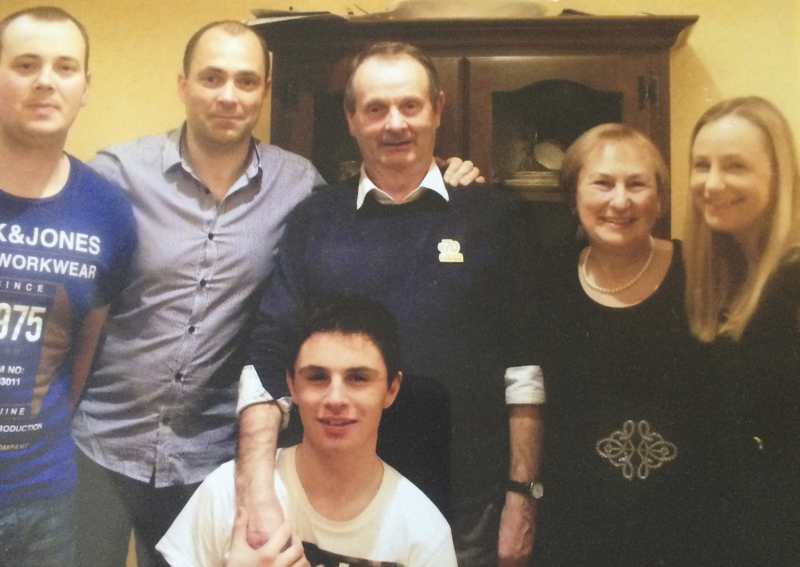 Christmas 2014 (L. to R): Donal’s brother, John, Donal, his parents, his sister, Mary, and Mary’s son Christopher. (Photo courtesy Donal Ryan)