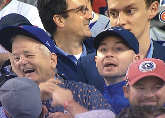 Bill Murray and his son Luke at the Chicago Cubs game. 