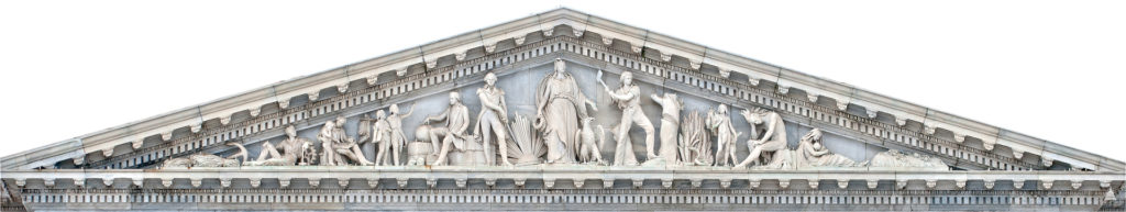 Senate Pediment, marble, 1863, east front U.S. Capitol: “The Progress of Civilization” features figures that represent the early days of America along with the diversity of human endeavor. Click to enlarge.  (Photo: Architect of the Capitol)