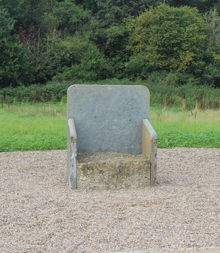 Leac na Rí, the king's flagstone. A replica of the  inauguration chair used for the O'Neill dynasty.