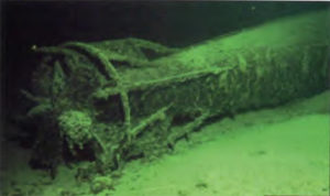 Stern (back) of midget submarine.