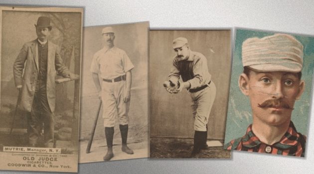 Baseball players Jim Mutrie, Buck Ewing, Roger Connor, and Tim Keefe. 