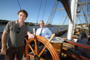 Bobby Kennedy III with Sean Reidy, CEO of the JFK Trust, New Ross aboard the Dunbrody Famine Ship to mark the opening of the JFK Summer School. Photo: Patrick Browne.