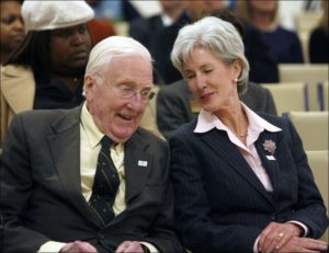 Secretary Sebelius and her father, former Ohio governor Jack Gilligan