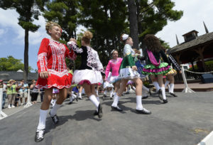 Members of the Boland School of Irish Dance perform during International Day at Saratoga Race Course. Photo: Skip Dickstein/Times Union.