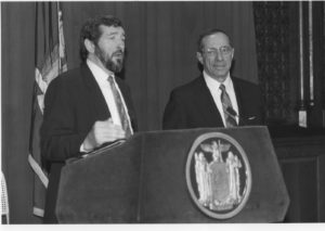 Michael Dowling with Gov. Mario Cuomo at a press conference in May '82