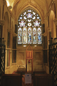 The interior of the small gothic church that Mitchell Henry built on the grounds at Kylemore Castle after the death of his wife Margaret.