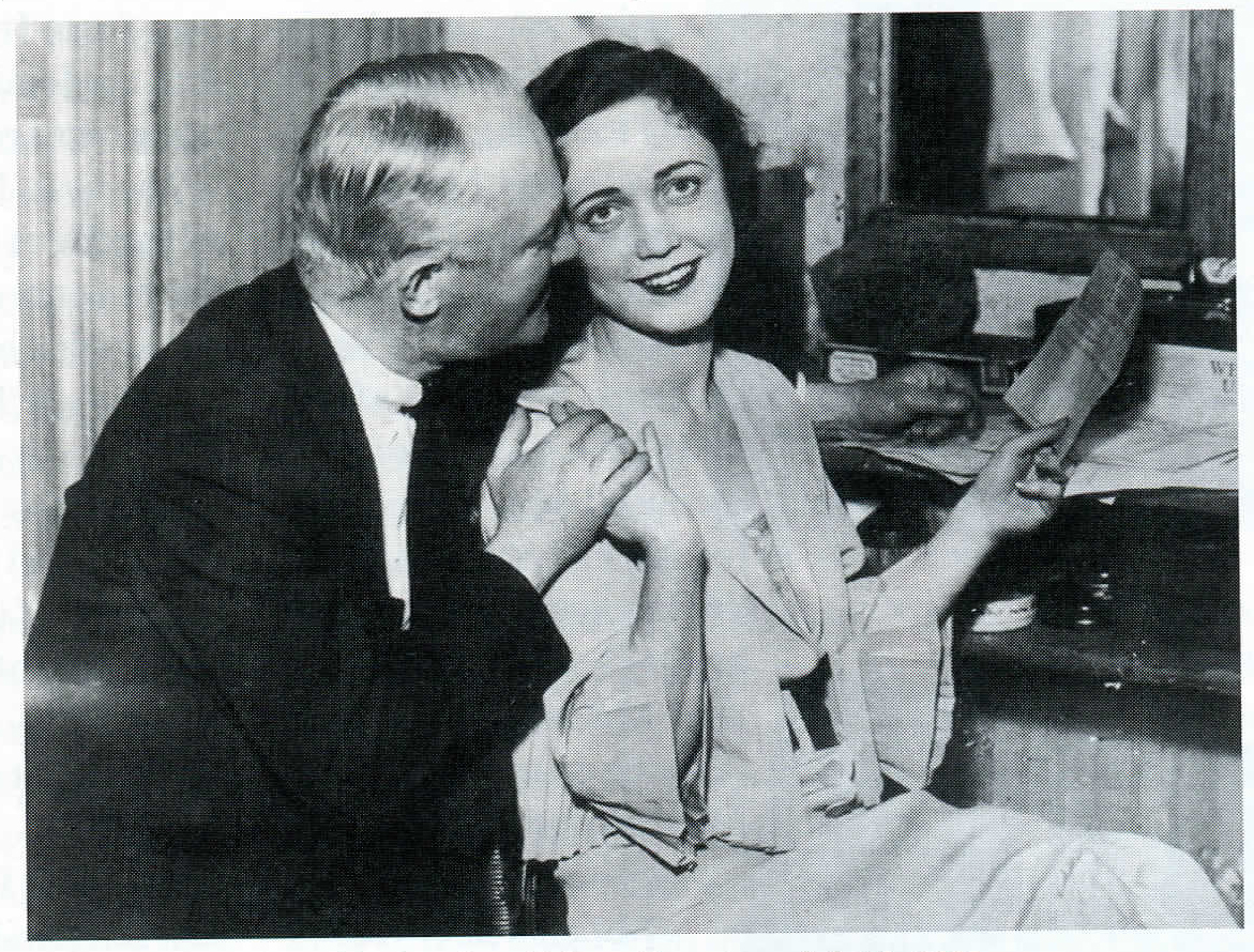 Cohan congratulates his daughter Helen at her stage debut in 1934.