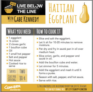 One of the recipes Kennedy developed while working with Concern. Click to enlarge.