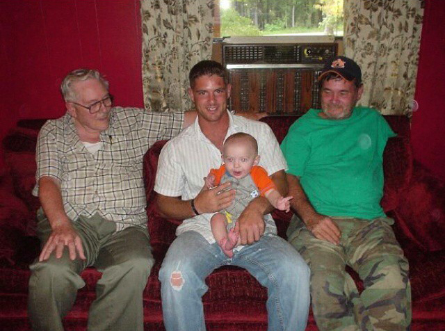 Noah with his grandfather, his father, and his son Colston in a photo taken before his deployment to Iraq. (Photo courtesy Noah Galloway)