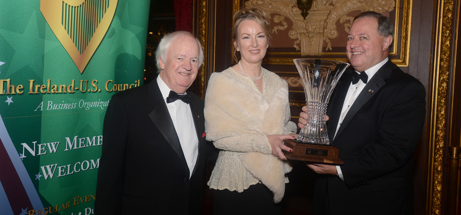 Brian W. Stack, President  of the Ireland – U.S. Council,  Siobhán Talbot and Donard Gaynor, dinner chairman and council board member.