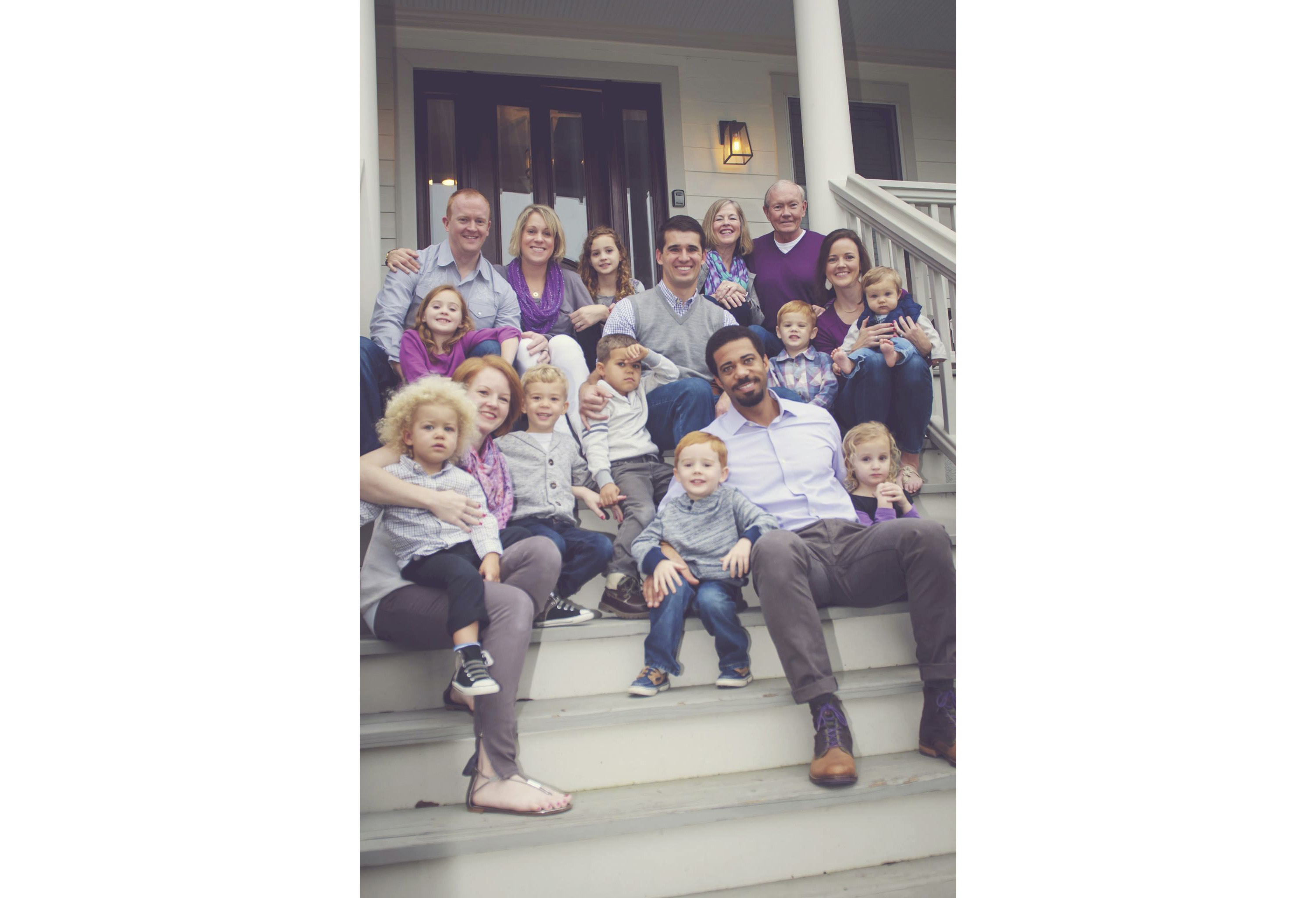 Dempsey and his wife Deanie (top right) at home with their family.­
