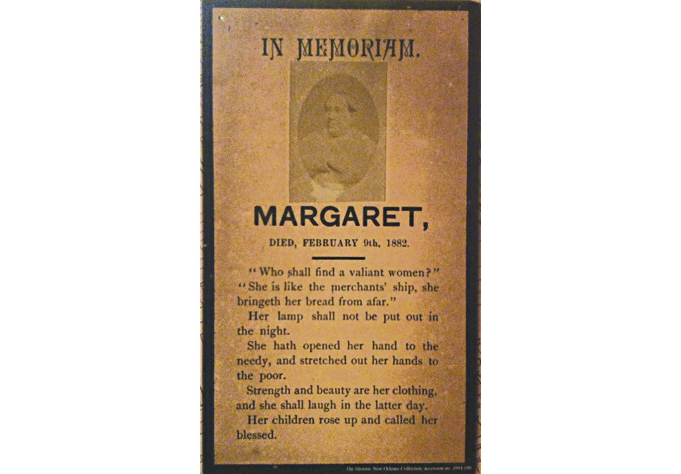 Margaret’s memorial card.