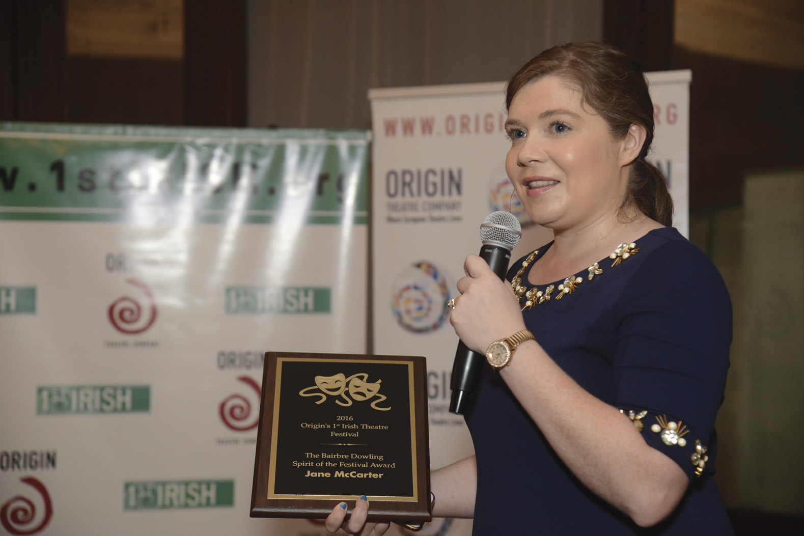 Jane McCarter, director of Arts and  Culture at the New  York Irish Center in Long Island City, who  received the Bairbre Dowling Spirit of the Festival Award.