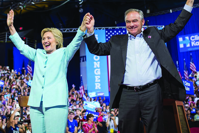 Hillary Clinton and Tim Kaine.