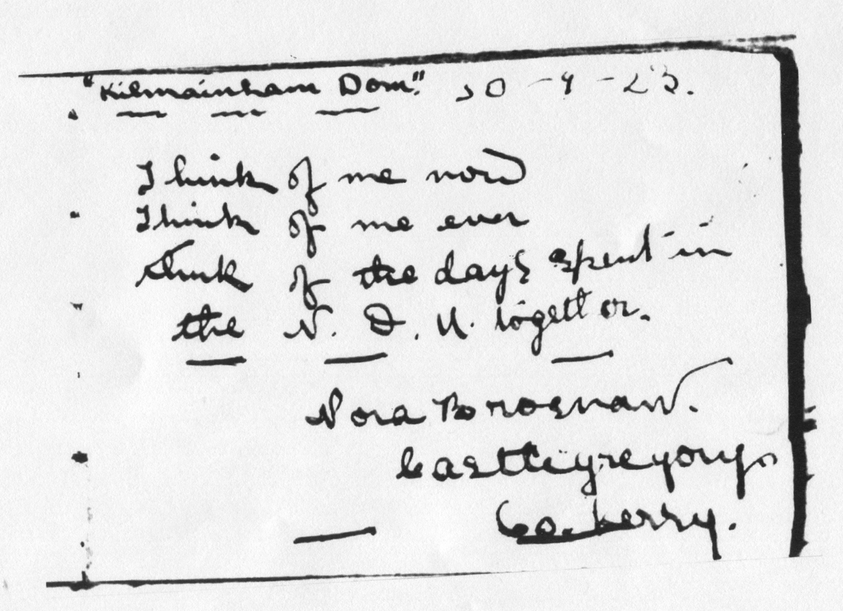 A page from autograph book of a friend of Nora’s, Fanny O'Connor.