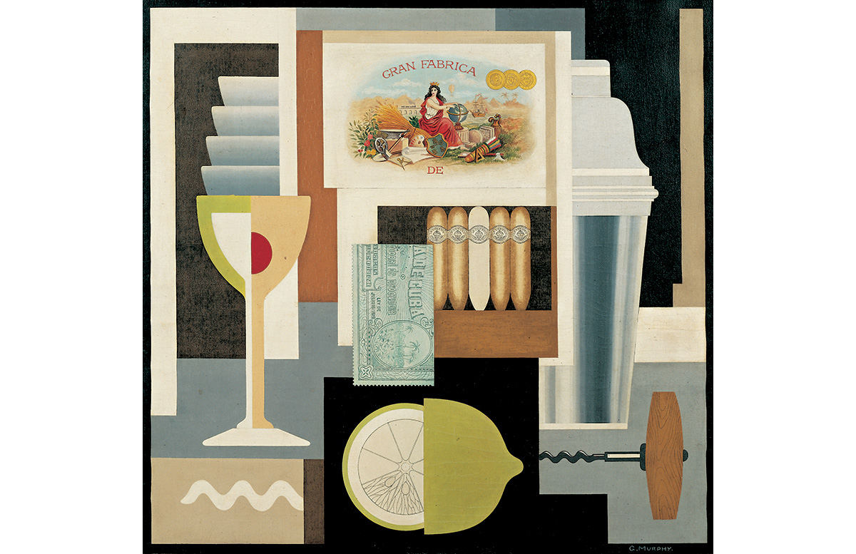 Gerald Murphy, “Cocktail,” 1927. Oil and pencil on linen, 29 x 30 in. Now part of the Whitney Museum of American Art permanent collection.