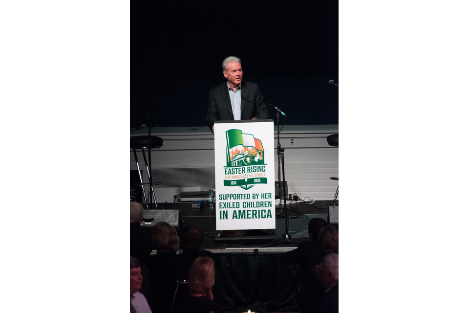 LUNA general president Terry O’Sullivan  speaks at a 1916  commemoration in Dublin, March 24, 2016.