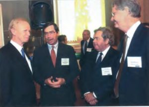 Sir Reg Empey, Minister for Enterprise Trade and Investment in Northern Ireland, Representative James Walsh (r, NY), Professor Fabian Monds, and Leslie Morrison.