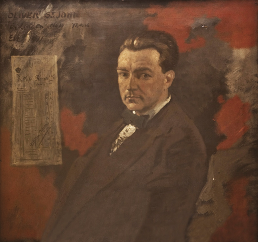 <em>Portrait of the Irish poet Oliver St. James Gogarty, painted by Sir WIlliam Orpen, currently housed at the Royal College of Surgeons in Ireland.</em>