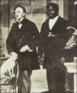 Barry, left, with John, his servant, and Barry's dog Psyche, circa 1862, Jamaica.