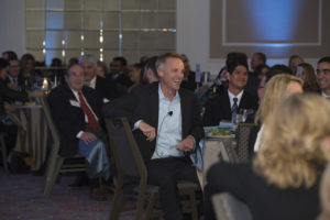 Mahoney at an employee recognition dinner