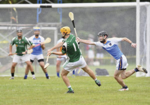 Dan Flanagan of Allentown Hibernians takes his point against rivals Philadelphia Na Tóraidhe.