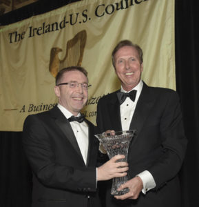 Consul General Ciarán Madden presents Dr. John Lahey with the Lifetime Achievement Award.