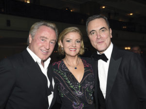 Michael Flatley, and his wife Niamh O'Brien, with the actor Jimmy Nesbitt.