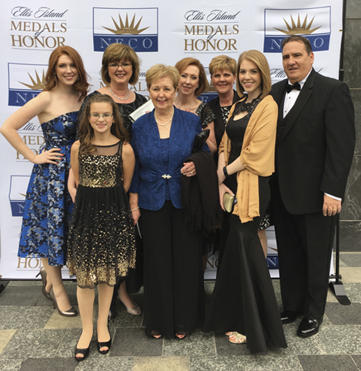 <em>Eileen, pictured with her family at the 2016 Ellis Island Medal of Honor Awards. Eileen was recognized as a descendant of Irish Immigrants by the National Ethnic Coalition of Organizations (NECO). </em>