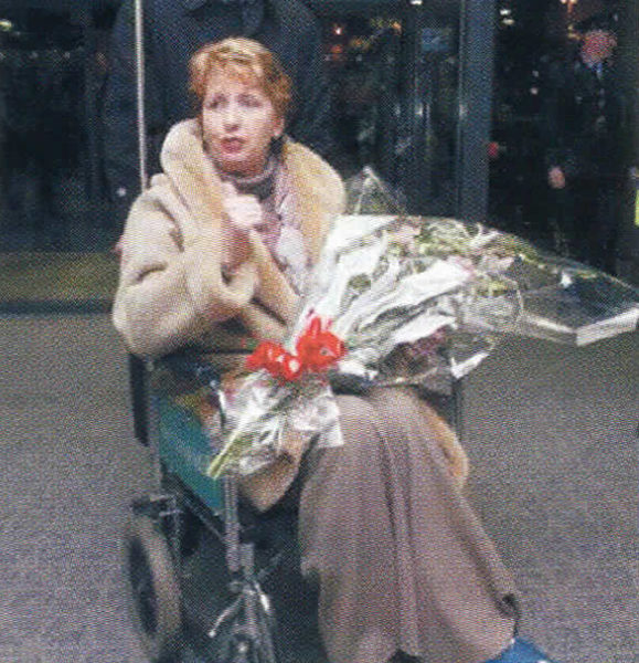 Mary McAleese leaving the hospital.