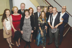 Terry Donnelly, J. Smith Cameron, Ciarán O'Reilly, Caitriona Yeats, Swoosie Kurtz, Matthew Broderick, Sarah Jessica Parker, Charlotte Moore, Peter Gallagher, Colum McCann, and John Slattery at the 2016 Irish Rep gala fundraiser.