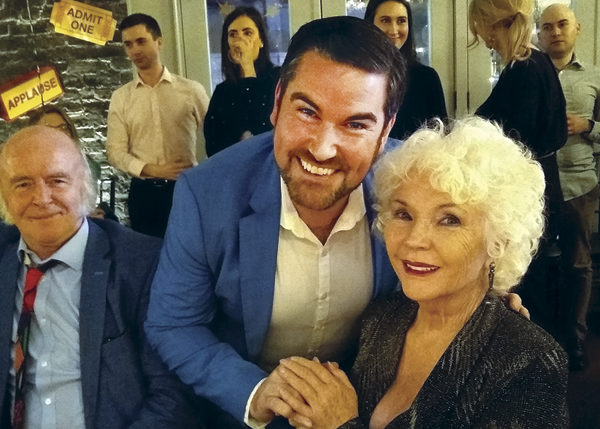 Fionnula Flanagan with Mark Lambert, who play Aunt Maggie Faraway and Uncle Patrick Carney, respectively, in The Ferryman, and Eoin Cannon, who plays Frank McCourt in Angela's Ashes: The Musical, which is destined for Broadway.