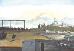 Hanging of the San Patricios, following the Battle of Chapultepec. Painted in the 1840s by Sam Chamberlain.